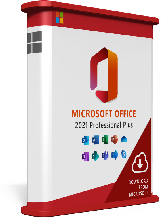 Microsoft Office 2021 Professional Plus Licentie software box.